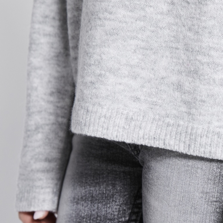 Basic knit sweater "Signe star" Light greymelange